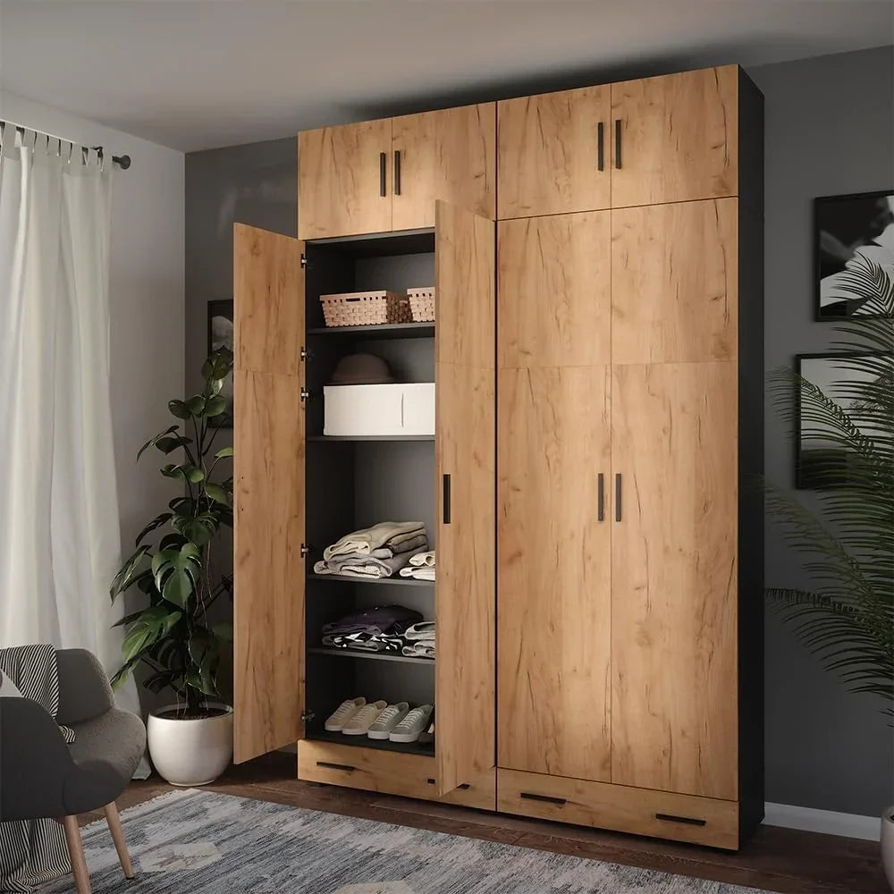 Armario universal Vicco Ingo, antracita/roble dorado, 80 x 183,8 cm
