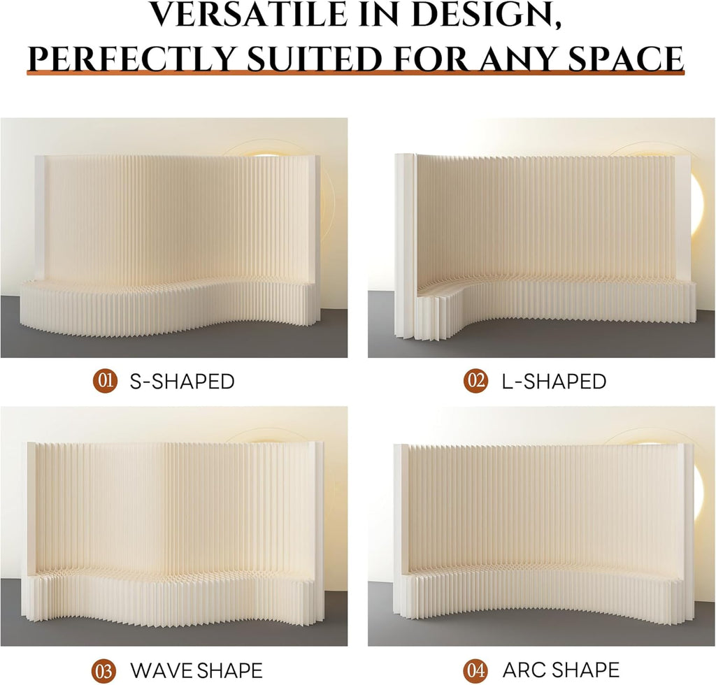Separador de ambientes plegable con estantería, biombo divisor flexible, ideal para oficina, sala de estar, tiendas, dormitorio, balcón (blanco) (L300 x A43 x H200 cm)