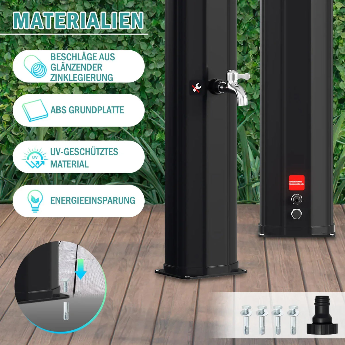 Ducha solar Sonnewelt de 60 L para jardín, incluye funda protectora y teleducha