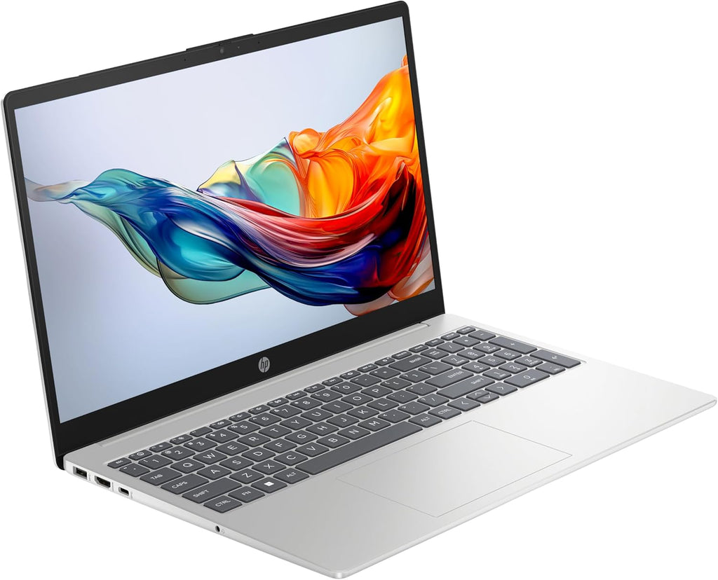 Ordenador portátil HP 15-fc0006sf de 15,6" FHD (AMD Ryzen 5 7520U, 8 GB de RAM, SSD de 256 GB, gráficos AMD Radeon, Windows 11), portátil plateado, teclado AZERTY