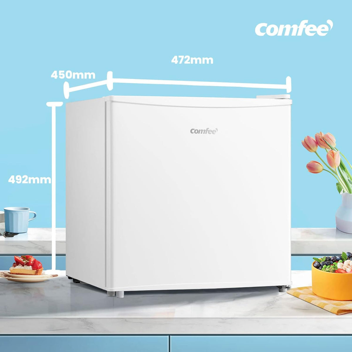 COMFEE RCU40WH3EU(E) Mini Congelador de 31L (-24℃) con compresor Inverter, eficiencia energética D, capacidad de congelación de 4 estrellas, silencioso 39 dB, congelador de mesa compacto para oficina, cocina, residencia de estudiantes