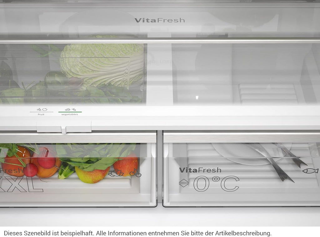 Frigorífico combi inteligente Bosch KFN96APEA Serie 4, 183x91cm, 405L refrigeración y 200L congelación, VitaFresh pro para una frescura 3 veces más duradera, NoFrost sin necesidad de descongelar, iluminación LED uniforme