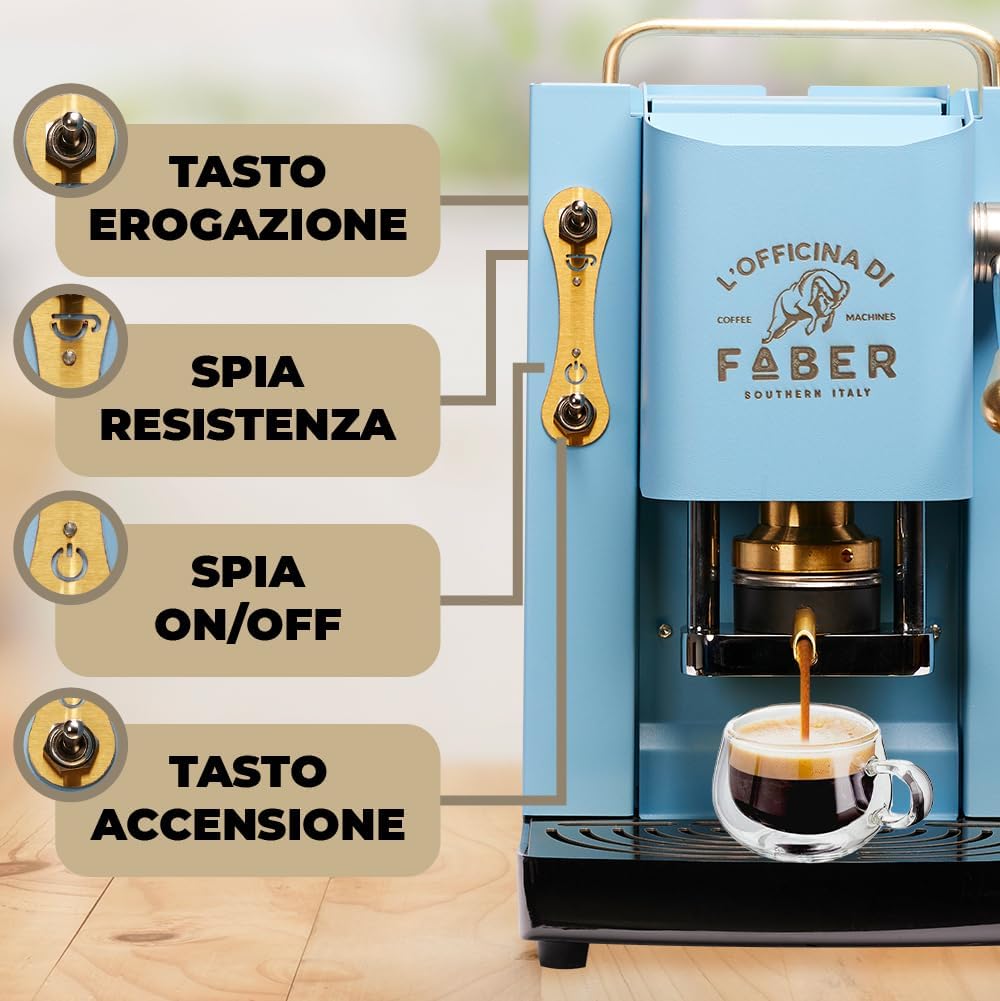Cafetera Faber PRO Total Deluxe de latón, papel ESE de 44 mm, 1,3 litros, (blanco)