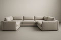 Sofá rinconero de tela de poliéster beige 300x200x85 cm