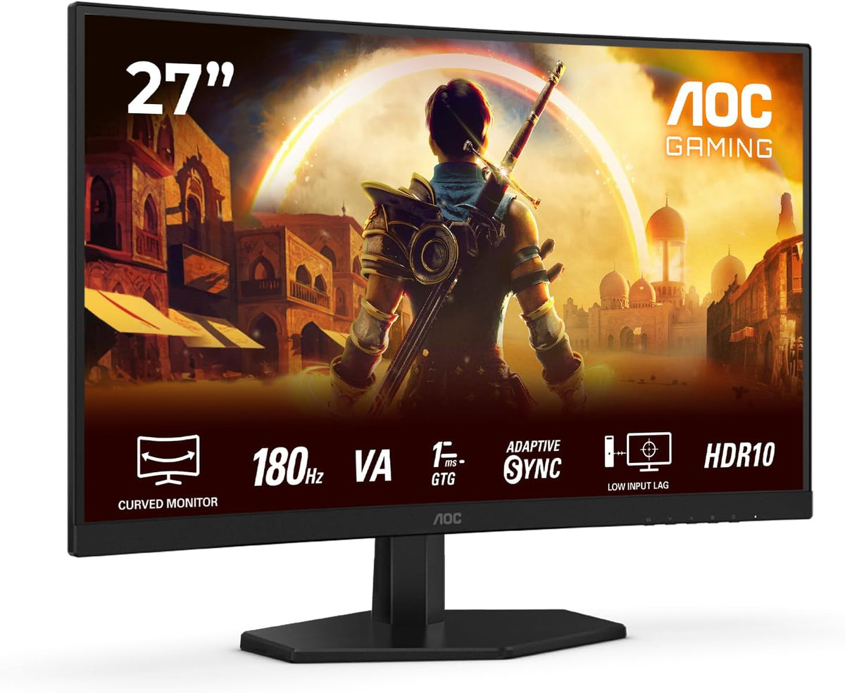 AOC Gaming C27G42E - Monitor curvo Full HD de 27 pulgadas, 180 Hz, 0,5 ms, FreeSync Premium (1920x1080, 1x HDMI 2.0, 1x DisplayPort 1.4) Negro