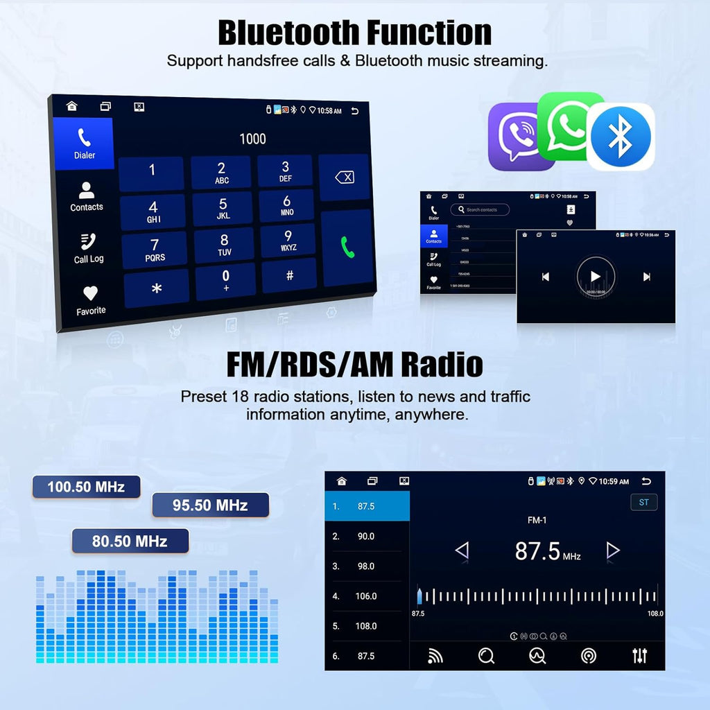 Autorradio OiLiehu 6G+128G 8 núcleos Android 15 para Nissan Juke J15 2010-2019 / YF15 Infiniti ESQ 2011-2017 con CarPlay y Android Auto inalámbricos, pantalla táctil IPS de 9" con GPS, WiFi, BT, FM/RDS, EQ, SWC y cámara