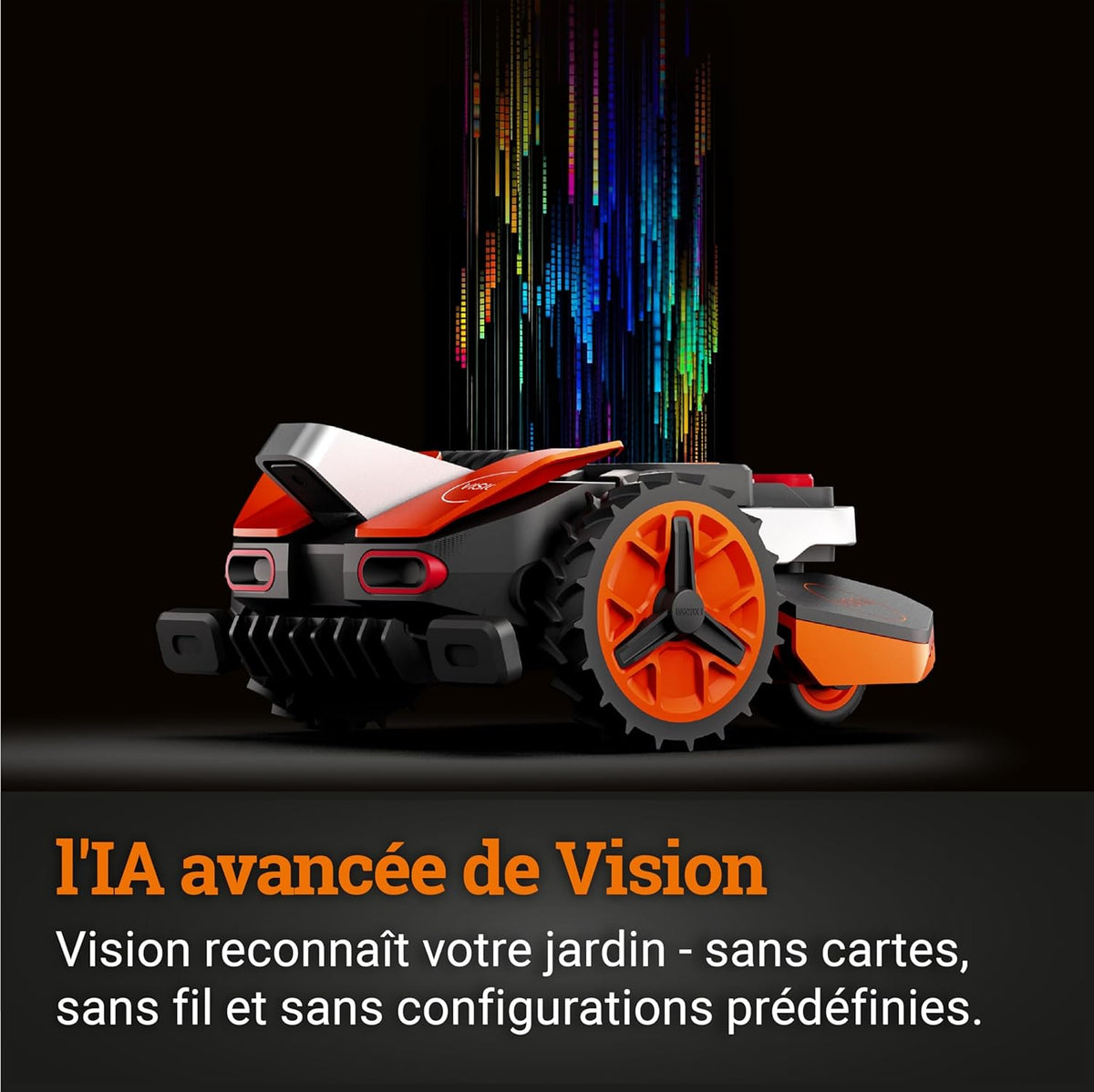WORX LANDROID Vision WR202E, Robot cortacésped inalámbrico sin cable perimetral, 250 m² (máx. 350 m²), instalación en 30 min, cámara 4K + IA adaptativa, evita todos los obstáculos, corte de bordes, multizona