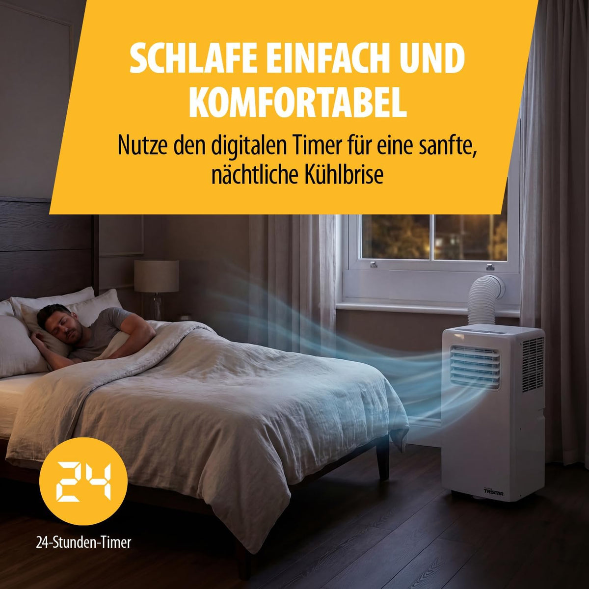 Aire acondicionado portátil Tristar - 9.000 BTU - 3 en 1 - Deshumidifica, enfría, ventila - Hasta 34 m² - Kit de ventana incluido - AC-5530