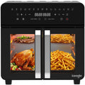 Iceagle Freidora de Aire 23L Doble Zona XXL Freidora sin Aceite, 15 Programas, 2200W, Recetas