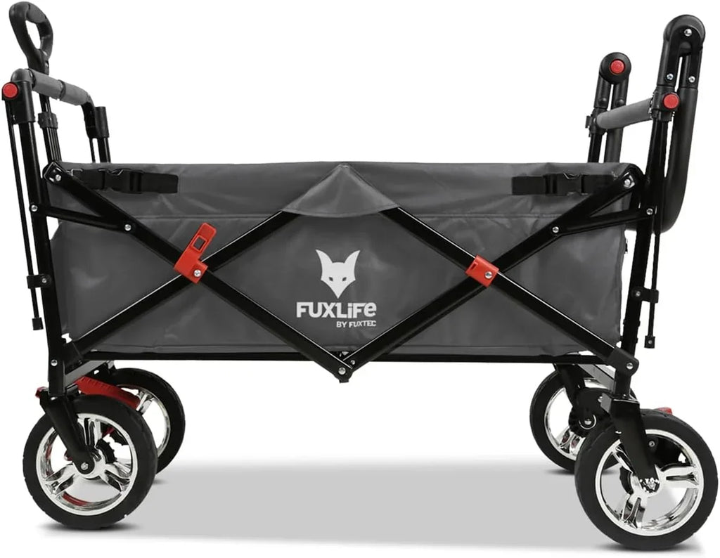 Carro de mano plegable FX-CT700 con frenos, asiento acolchado, asa ajustable en altura y capacidad de carga de 75 kg