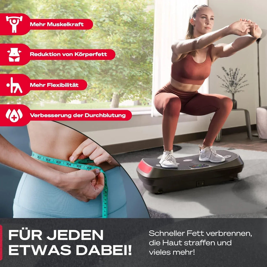 Plataforma vibratoria 4D VP400 hasta 40 Hz con 3 modos de entrenamiento, altavoz Bluetooth, pantalla táctil y capacidad de carga de 120 kg