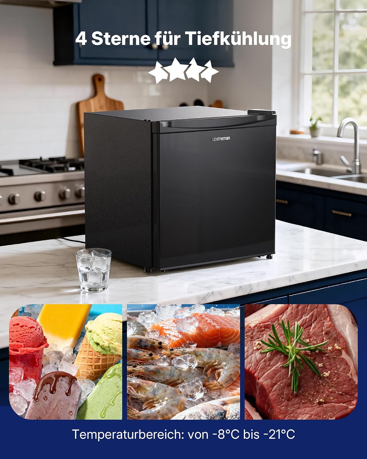 Congelador pequeño Upstreman de 35L, negro, UF35