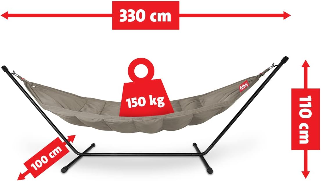 Hamaca Fatboy® Headdemock color topo - Hamaca con soporte - Apta para exteriores, jardín y terraza - 270 x 138 cm