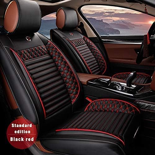 Muchkey Fundas de Asiento de Coche Universales para 5 Plazas, Juego Completo de Fundas para Asientos Delanteros y Traseros, Accesorios de Interior, Negro y Rojo