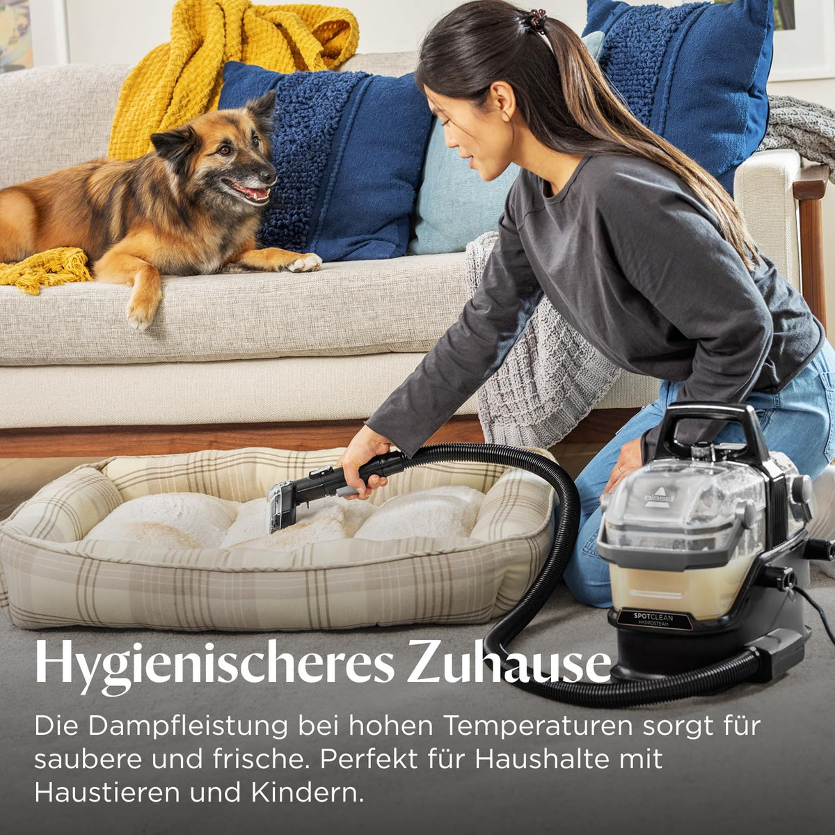 Limpiador de alfombras y vaporizador Bissell SpotClean HydroSteam 1000W 3689N aspiradora en húmedo para alfombras, tapicería y coche