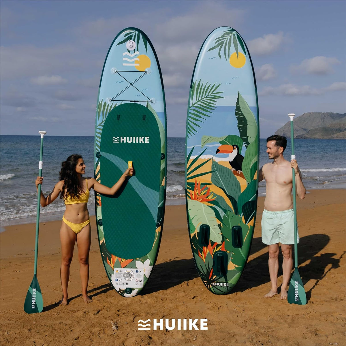 Tabla de Paddle Surf Hinchable HUIIKE con accesorios incluidos, remo, quillas, inflador. Stand Up Paddle Board de gran estabilidad y resistencia. 305 x 84 x 15 cm, soporta hasta 130 kg