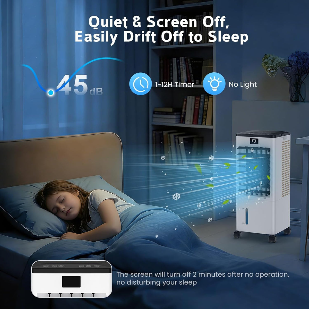 Aire acondicionado portátil sin tubo, enfriador de aire grande 4 en 1, 4 modos y 3 velocidades, climatizador evaporativo de 60 W, temporizador de 1 a 12 horas, con control remoto y 4 ruedas para hogar u oficina