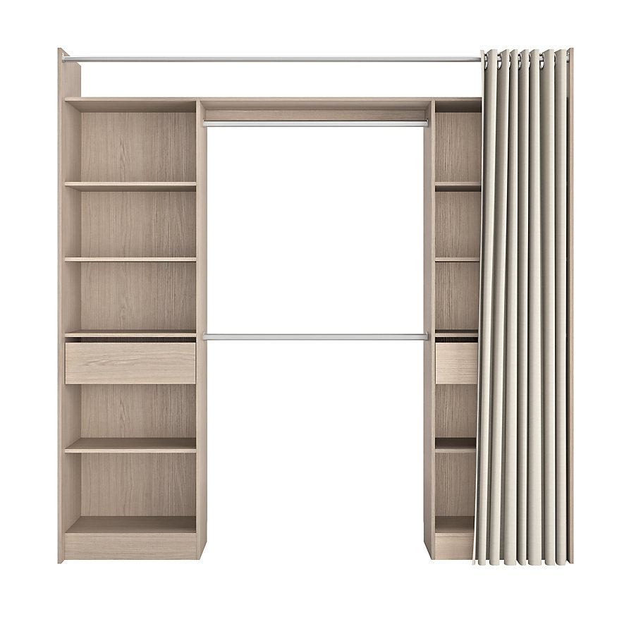 Kit de vestidor de 2 columnas reversibles con 2 cajones efecto roble Balsam, Al. 220 x An. 220 x Pr. 48 cm