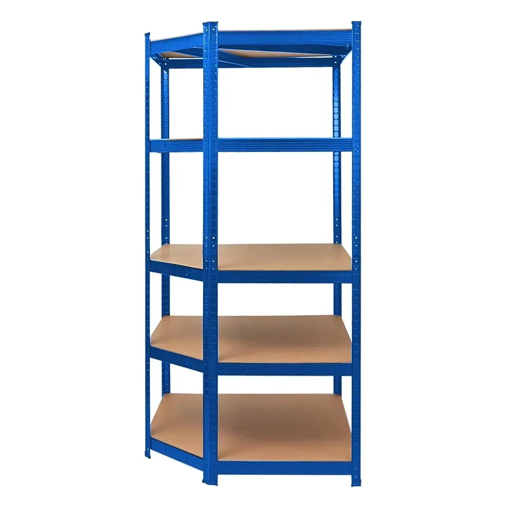 PROREGAL Estantería esquinera Ragnar 1x 180x90x60cm y Taurus 2x 180x120x60cm Azul, carga por balda 175kg, estantería de sótano, estantería de montaje sin tornillos