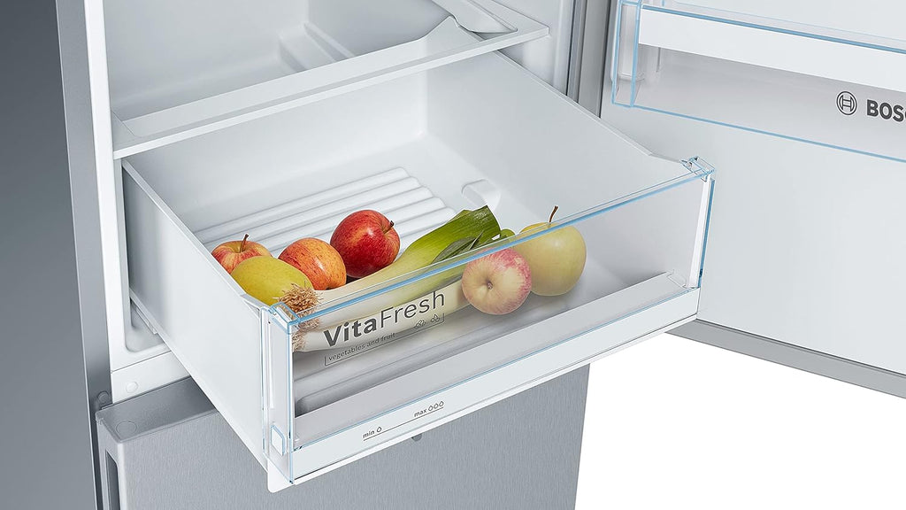 Bosch KGV36VLEAS, Serie 4, Frigorífico con congelador, Libre instalación, 186 x 60 cm, 214 L / 94 L, Acero inoxidable