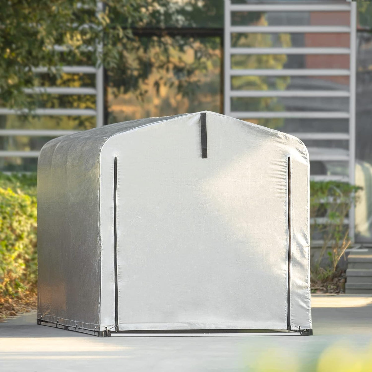 SoBuy Fahrradgarage wetterfest Geräteschuppen Fahrradgarage für 2-4 Fahrräder Carport Zelt mit UV-Schutz Fahrradschuppen für Regenschutz Terrasse Motorrad Garage Gartenhaus 159x165x219cm KLS11-L
