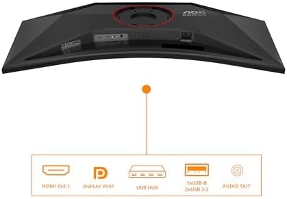 AOC Gaming CU34G4Z - Monitor curvo WQHD de 34 pulgadas, 240 Hz, FreeSync Prem., HDR400 (3440x1440, 1 ms GtG, 2x HDMI 2.1, 1x DisplayPort 1.4, Hub USB) Negro-Rojo