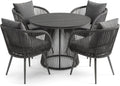 Set de muebles de jardín di volio MAZARO – Grupo de comedor para exterior con mesa redonda y 4 sillas, conjunto de jardín resistente a la intemperie (Gris)