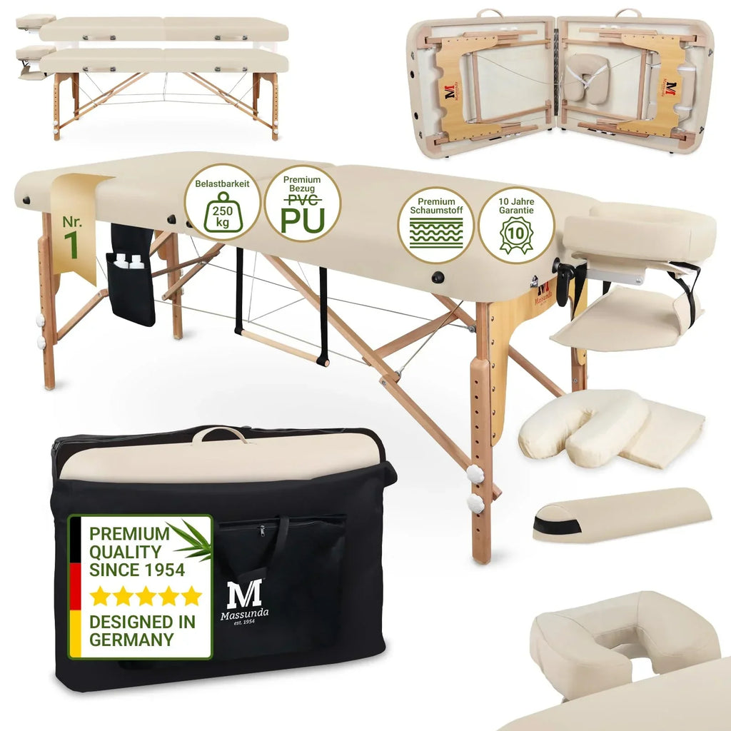 MA-CF-001 Camilla de masaje plegable y ajustable en altura 71 cm madera capacidad de carga 250 kg