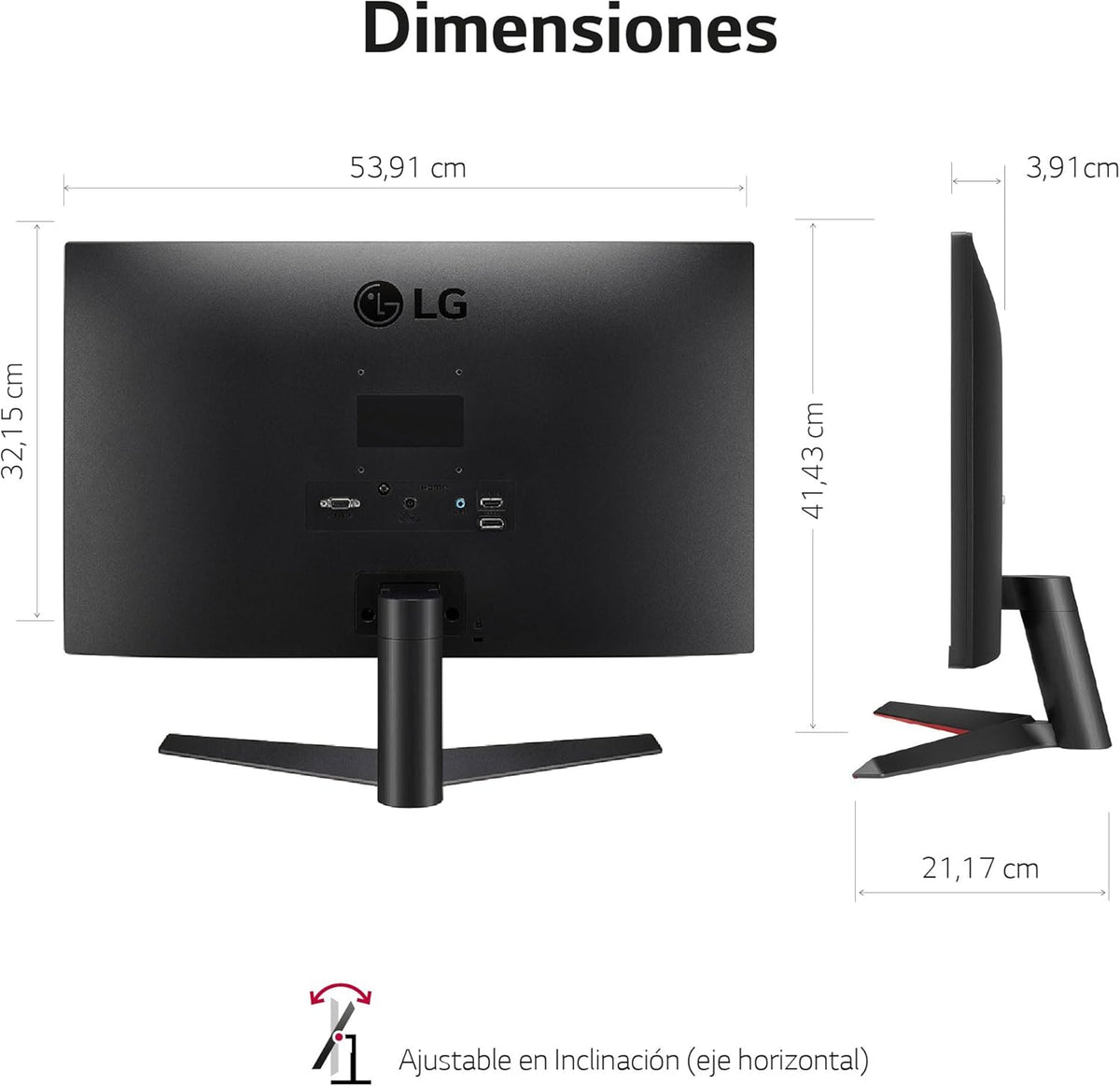 Monitor para PC LG 24MP60G-B Semi Gaming de 24" - Panel IPS con resolución FHD (1920x1080), 1ms MBR, 75Hz, NTSC 72%, AMD FreeSync, MBR, inclinable