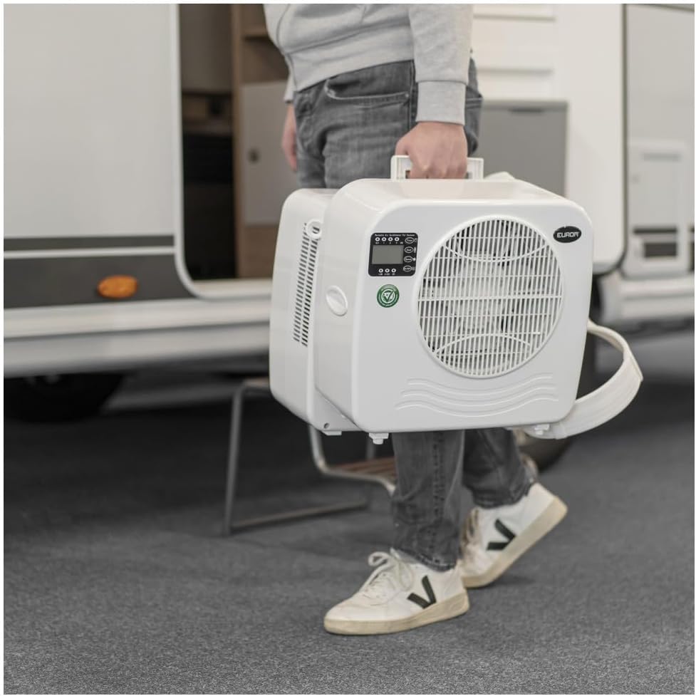 Aire acondicionado dividido EUROM AC2401 para caravanas, autocaravanas, camping, barcos, autobuses, campers, remolques y casas móviles | Aire acondicionado portátil con 2400 BTU | Modelo mejorado del legendario AC2400