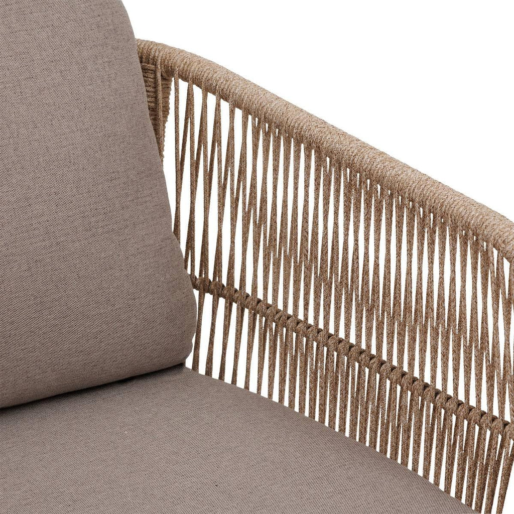 Hespéride – Sofá de jardín Deona en color topo y acacia – 2 plazas – Cojines desenfundables e hidrófugos – Muebles de jardín, terraza y balcón