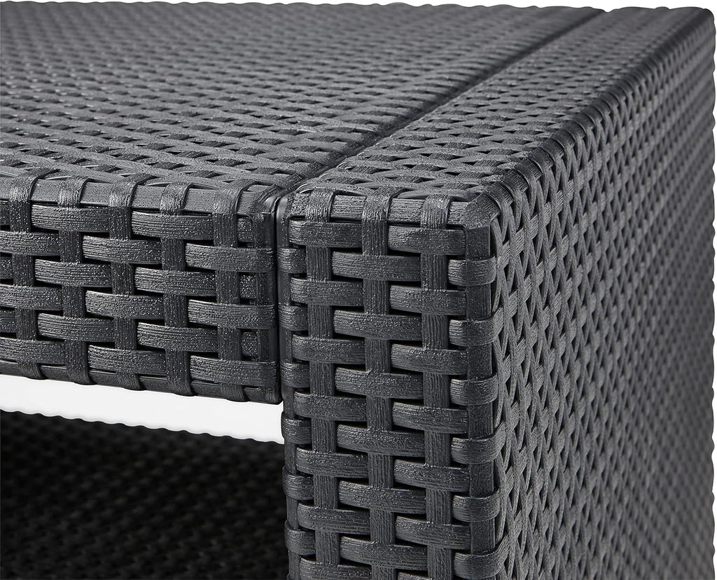 Conjunto de muebles de jardín de plástico Modena de Allibert by Keter, incl. cojines de asiento, gris, 4 piezas, 2 sillones, sofá y mesa, para jardín, balcón y terraza, aspecto de ratán plano