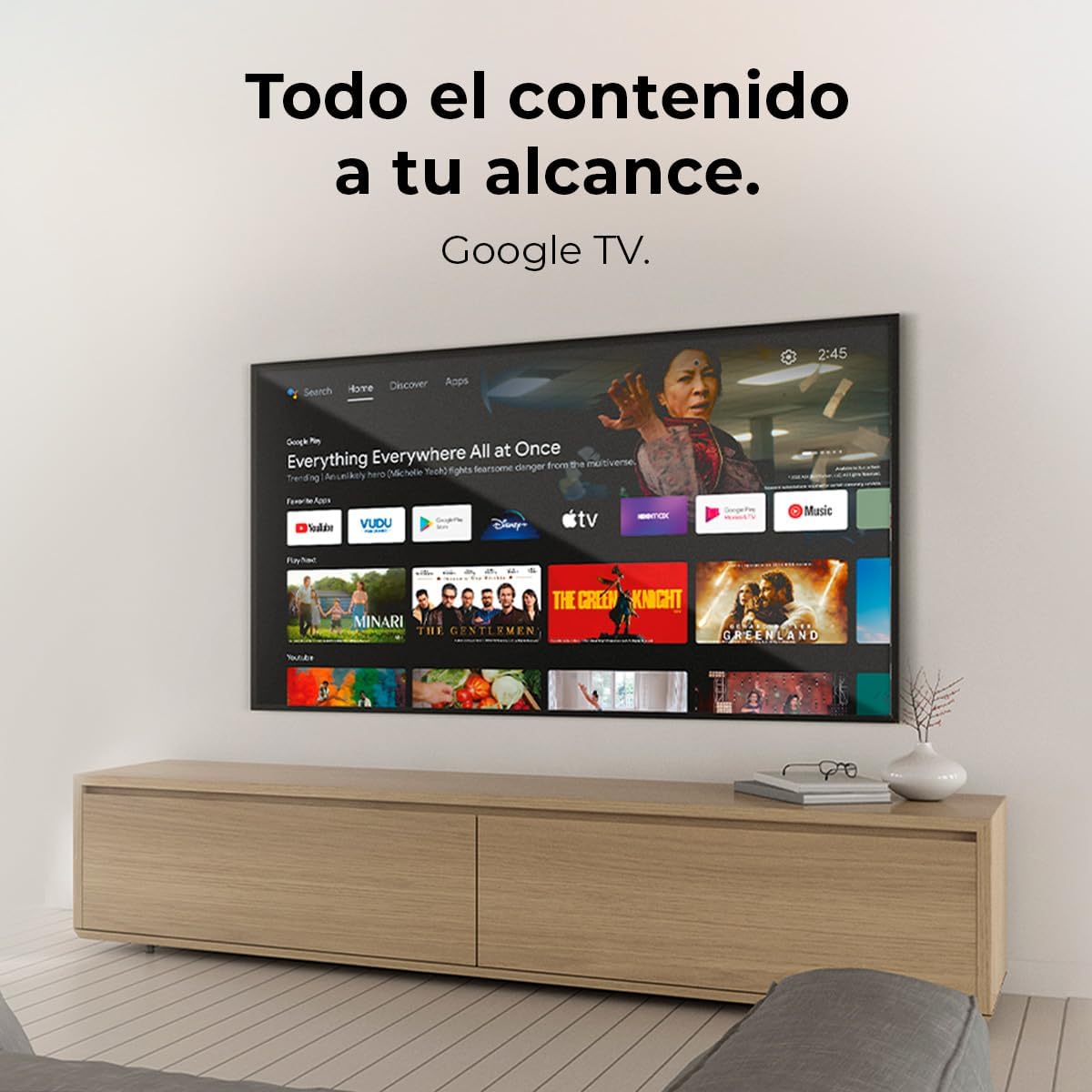 Smart TV Cecotec, televisor LED de 32 pulgadas, resolución HD, serie A4 ALH40032S. Sistema operativo Google TV, Dolby Audio, HDR10, 16 GB de ROM, Bluetooth, Asistente de voz de Google y Chromecast.