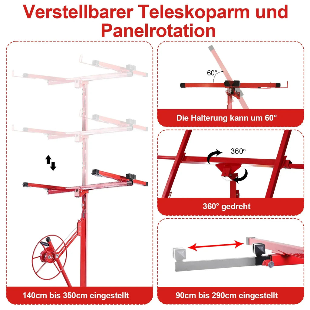 Elevador de paneles Sonnewelt, capacidad de carga de 68 kg, plegable, altura ajustable de 140 cm a 350 cm
