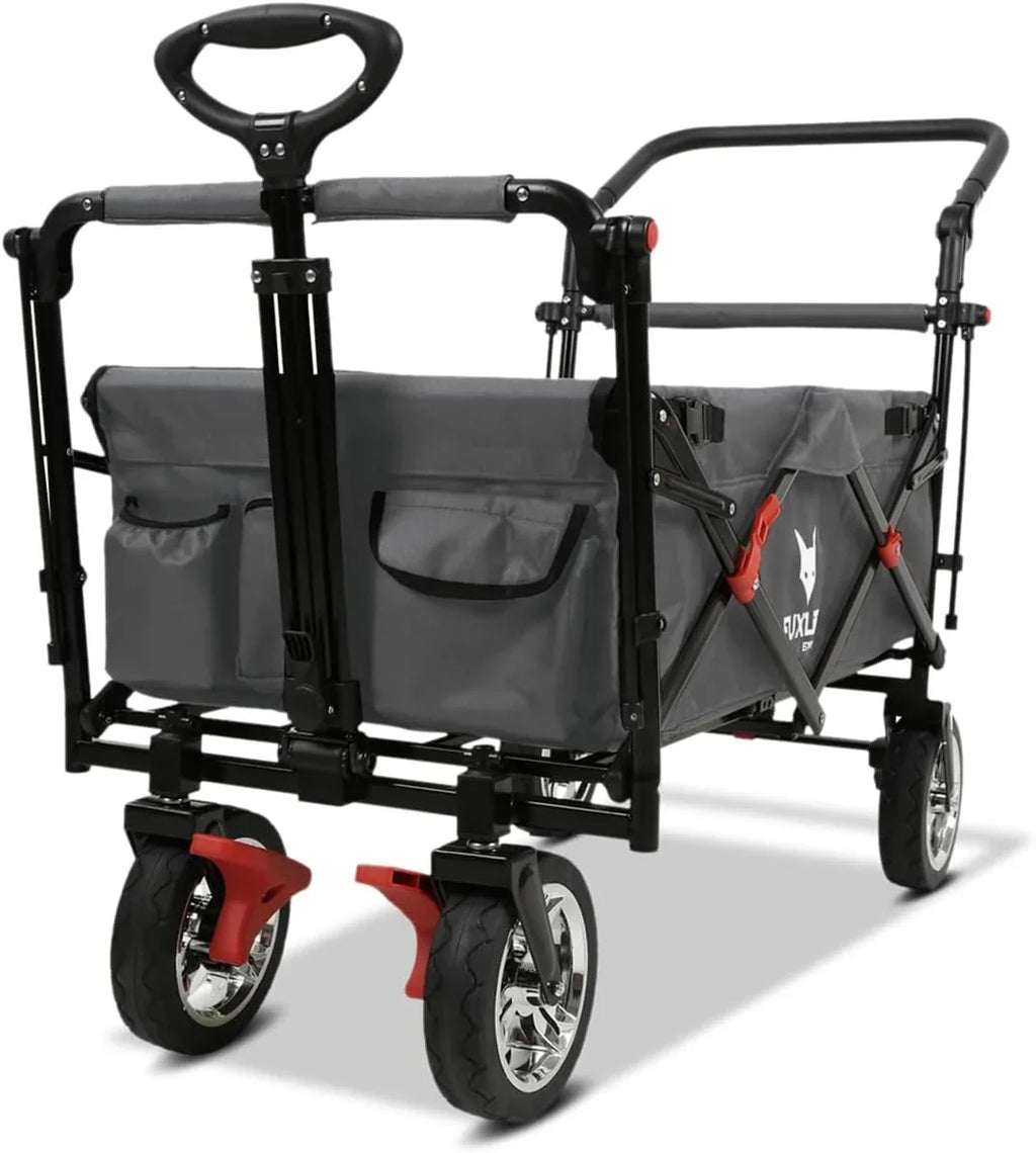 Carro de mano plegable FX-CT700 con frenos, asiento acolchado, asa ajustable en altura y capacidad de carga de 75 kg