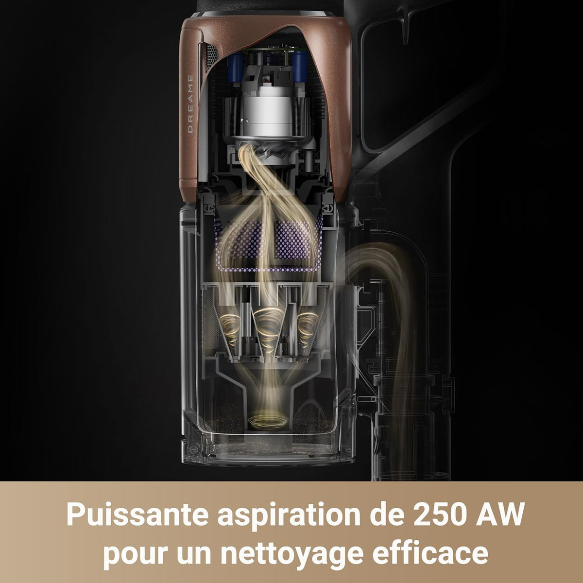Aspiradora escoba sin cable Dreame Z20, 25 000 PA / 250 AW, motor de alta velocidad, autonomía de 90 min, 99,99 % de eficiencia de filtración, filtro HEPA H14, tecnología de detección de polvo