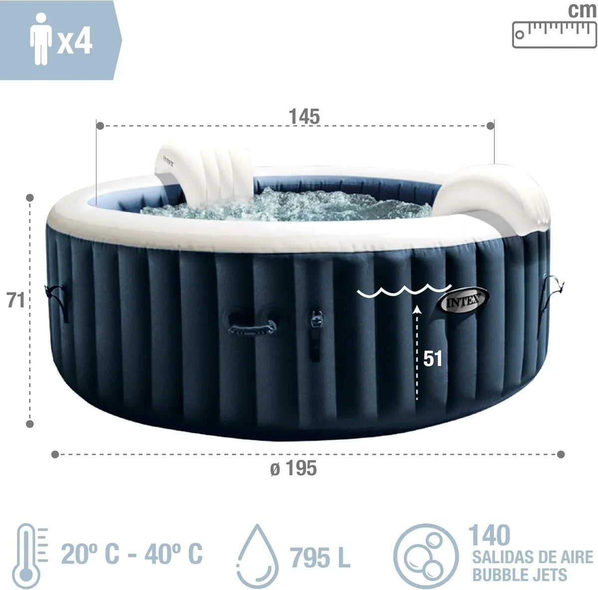 Spa Hinchable Intex para 4 Personas Bubble Massage Navy (55084)