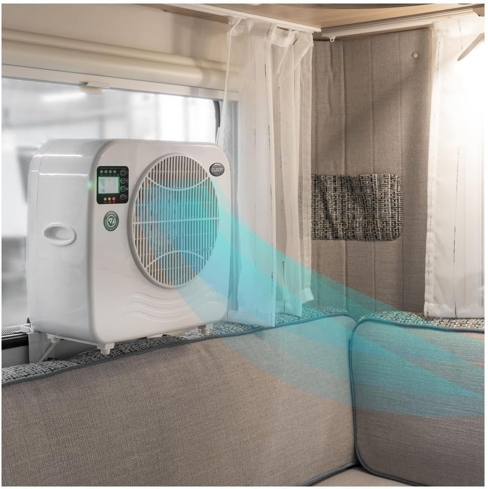 Aire acondicionado dividido EUROM AC2401 para caravanas, autocaravanas, camping, barcos, autobuses, campers, remolques y casas móviles | Aire acondicionado portátil con 2400 BTU | Modelo mejorado del legendario AC2400