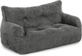Puf Pamapic, puf para adultos con relleno, sillón doble tipo lounge con asa portátil, puf ergonómico moderno, silla tipo puf para interiores para sala de estar, dormitorio, sala de juegos, gris