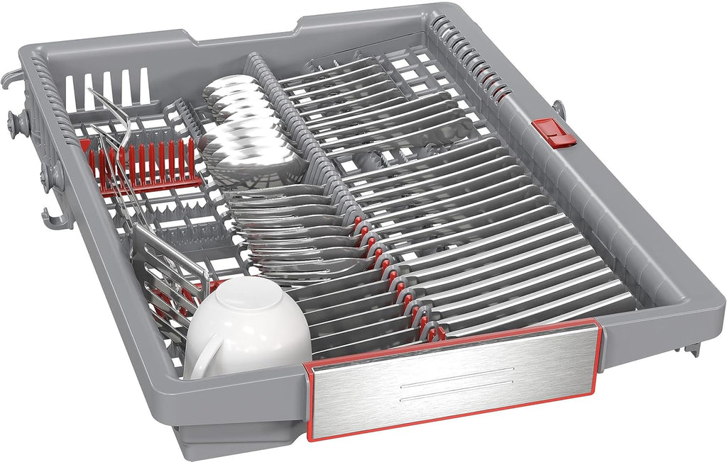Lavavajillas inteligente Bosch Serie 2 SPV2IKX10E, totalmente integrable, 45 cm de ancho, cesta para cubiertos, secado extra con solo pulsar un botón, InfoLight punto de luz rojo en el suelo, protección AquaStop contra daños por agua, blanco