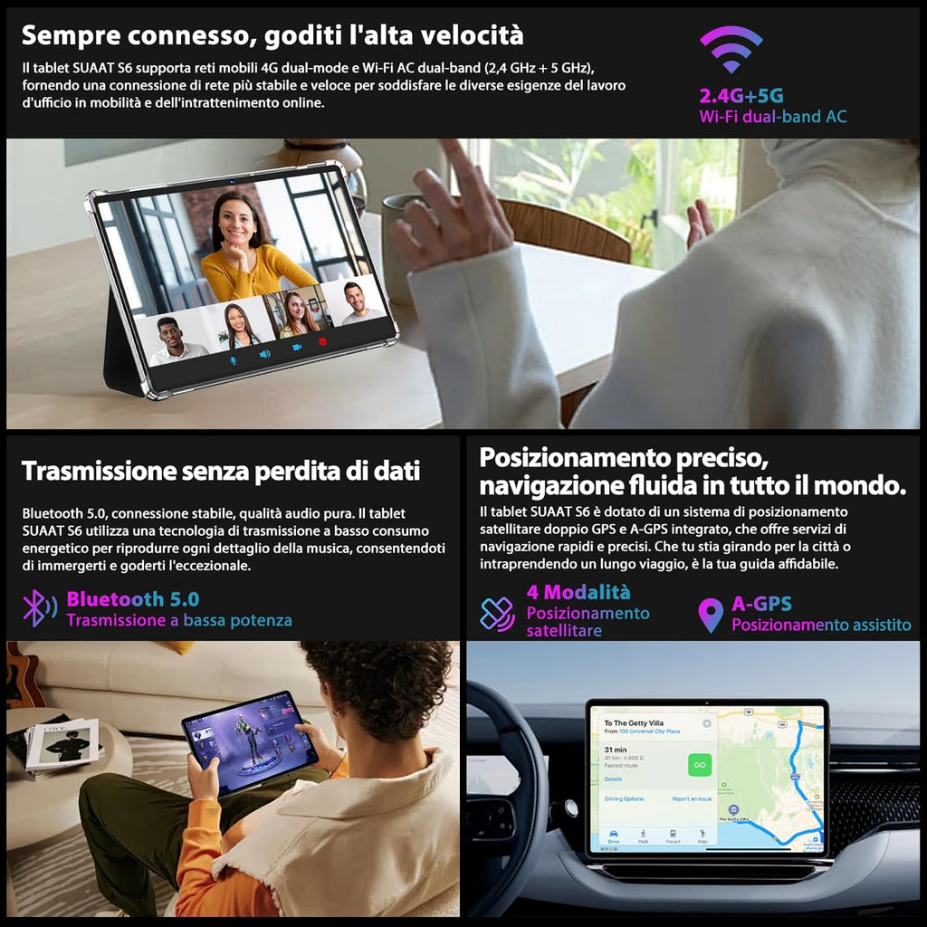 Tableta de 11 pulgadas 2025, nueva tableta Android, 24 GB de RAM, 256 GB de ROM (1 TB ampliable), Octa-Core, WiFi 5G+2.4G, Widevine L1, 13 MP+5 MP, Bluetooth 5.0, tableta táctil de 8000 mAh con funda - Negro