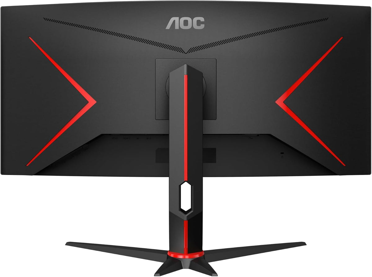 AOC Gaming CU34G2XPD - Monitor curvo WQHD de 34 pulgadas, 180Hz, 1ms, FreeSync Premium (3440x1440, HDMI, DisplayPort, Hub USB) Negro/Rojo