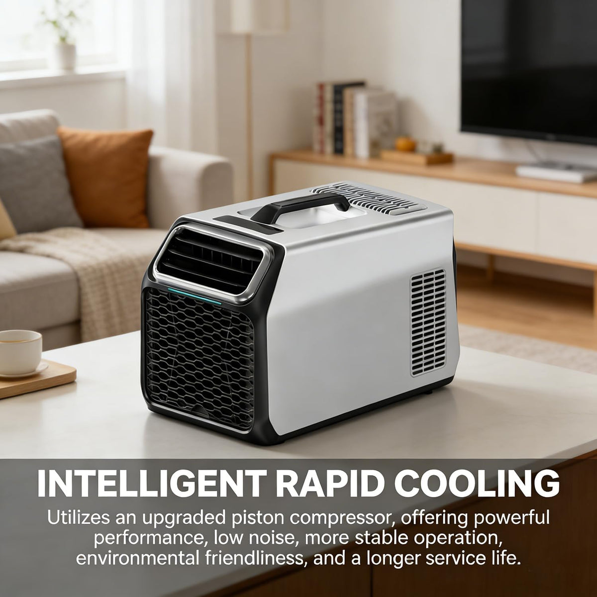 Aire acondicionado de camping de 3500 BTU con compresor real, aire acondicionado portátil para tienda de campaña, caravana y camión, aire acondicionado móvil con deshumidificación y modo de suspensión, plateado