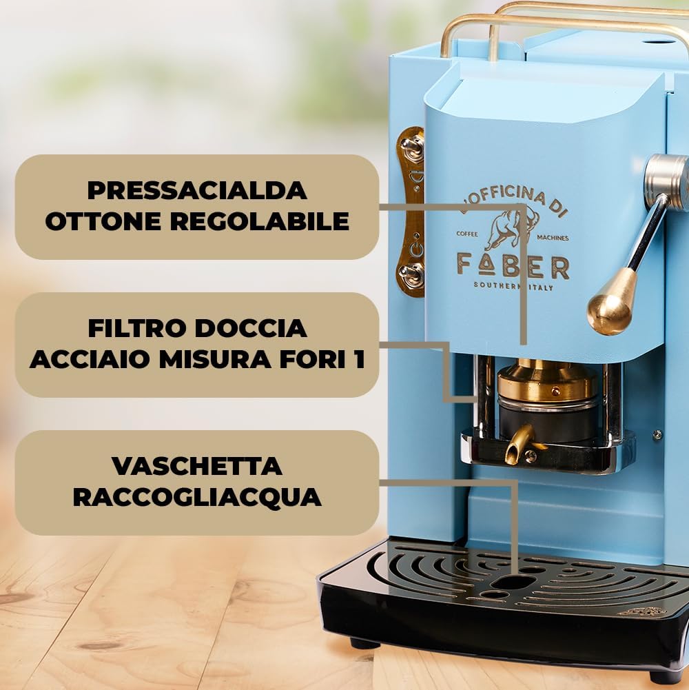 Cafetera Faber PRO Total Deluxe de latón, papel ESE de 44 mm, 1,3 litros, (blanco)