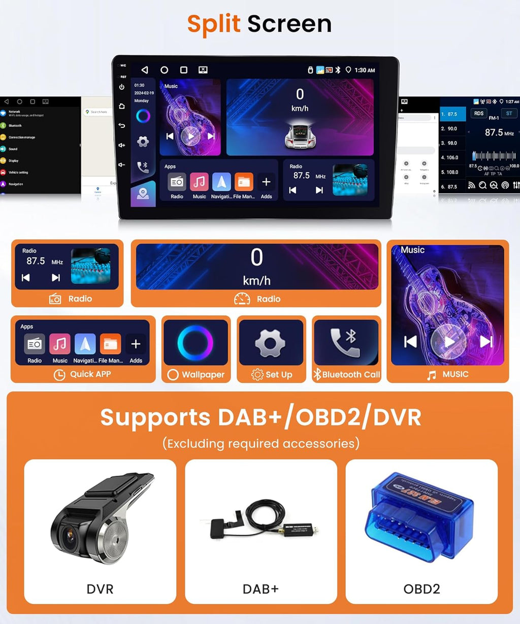 Autorradio Android 4G+64G para Fiat Ducato 3/Peugeot Boxer 2/Citroen Jumper 2 2006-2022 con Carplay inalámbrico, Android Auto, GPS, navegación, WiFi, pantalla de 9 pulgadas, Bluetooth, FM/RDS/32EQ/USB/SWC y cámara de visión trasera