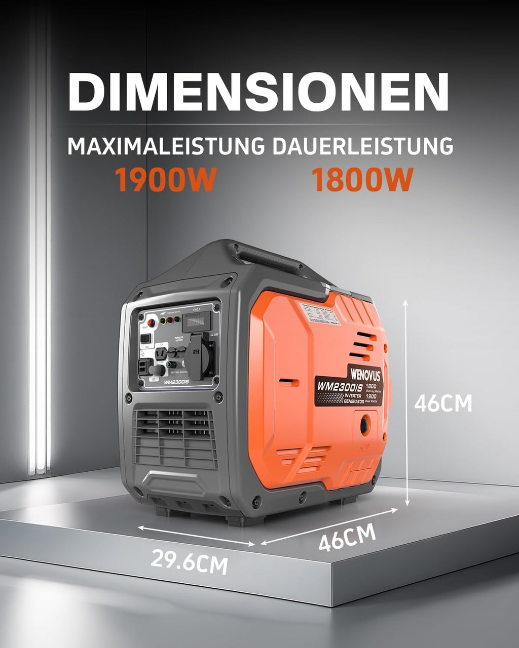 Generador eléctrico inversor de gasolina, supersilencioso y portátil, 1900W, 4 tiempos, con toma de 230V y USB, generador de emergencia para cortes de luz, camping, caravana, autocaravana y garaje
