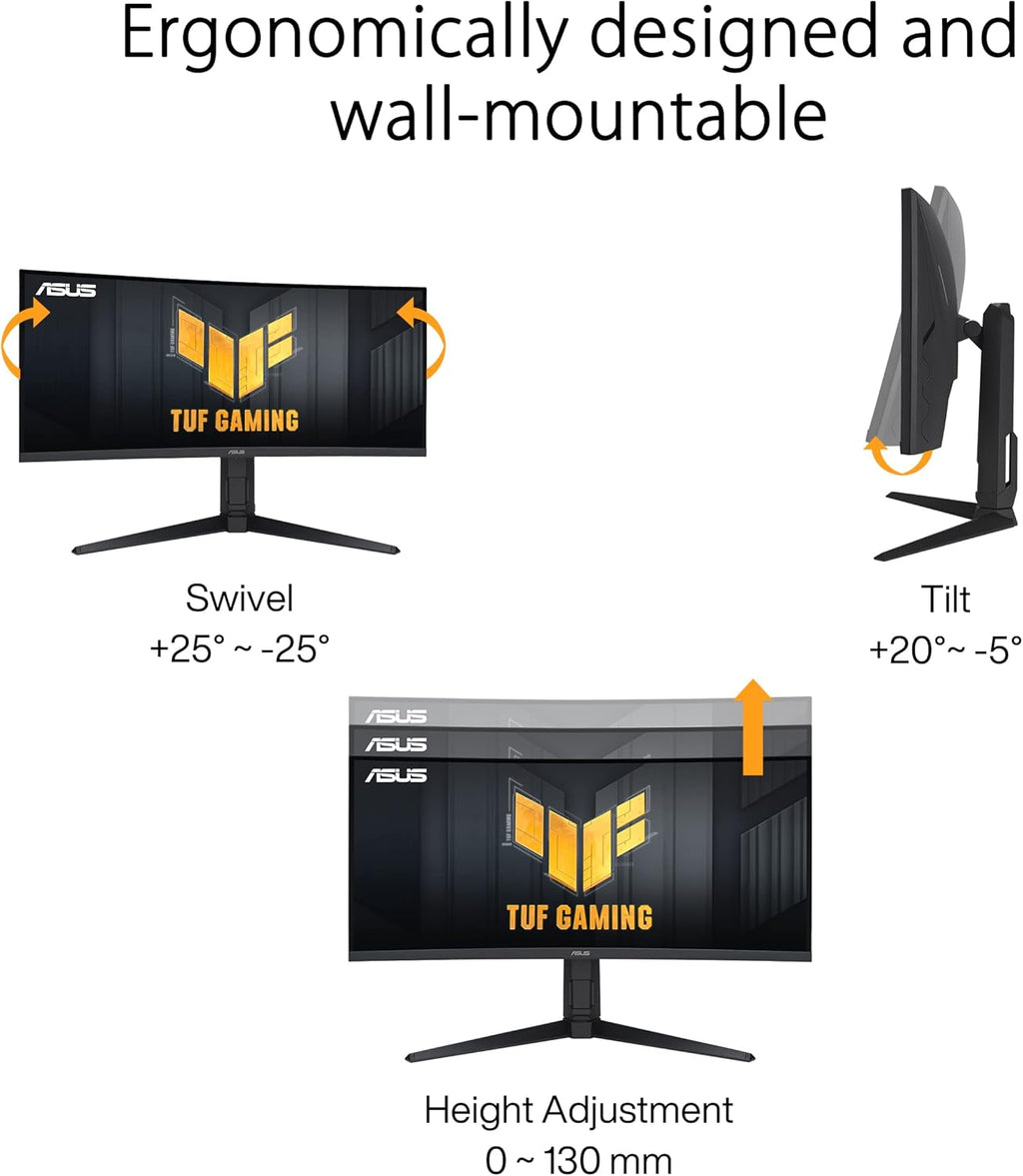 ASUS TUF Gaming VG34VQEL1A – Monitor gaming curvo de 34" UWQHD - 3440 x 1440 - 100Hz, 1ms - Freesync - 125% sRGB - HDR