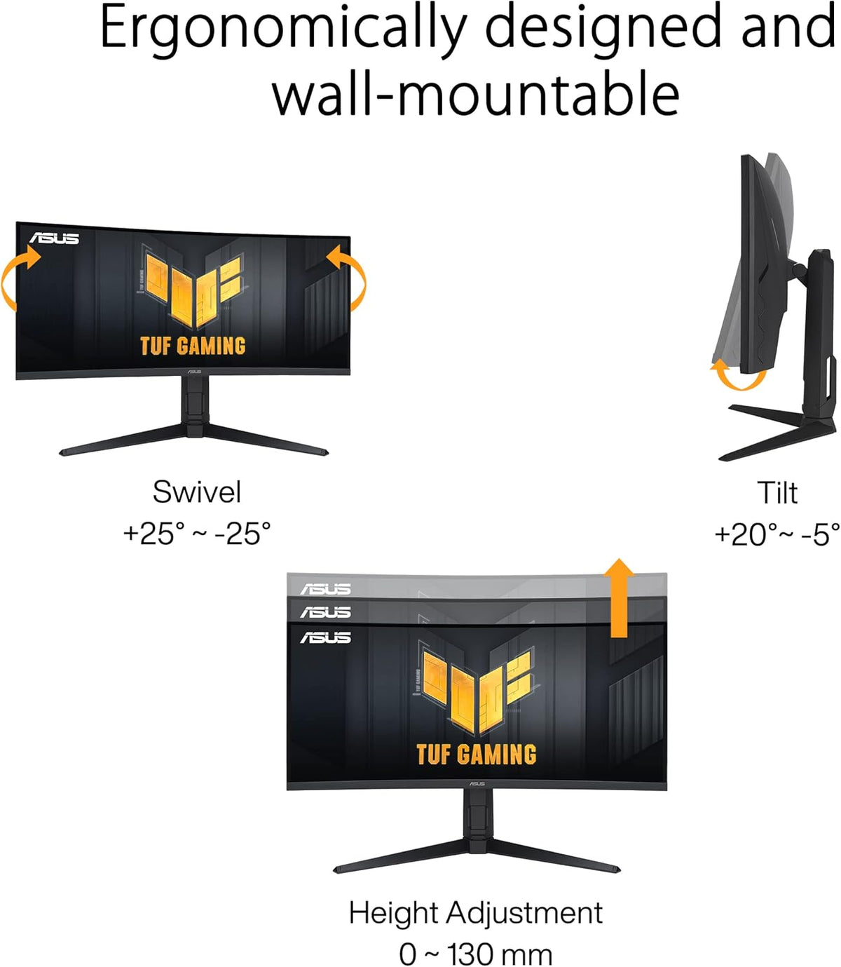 ASUS TUF Gaming VG34VQEL1A – Monitor gaming curvo de 34" UWQHD - 3440 x 1440 - 100Hz, 1ms - Freesync - 125% sRGB - HDR