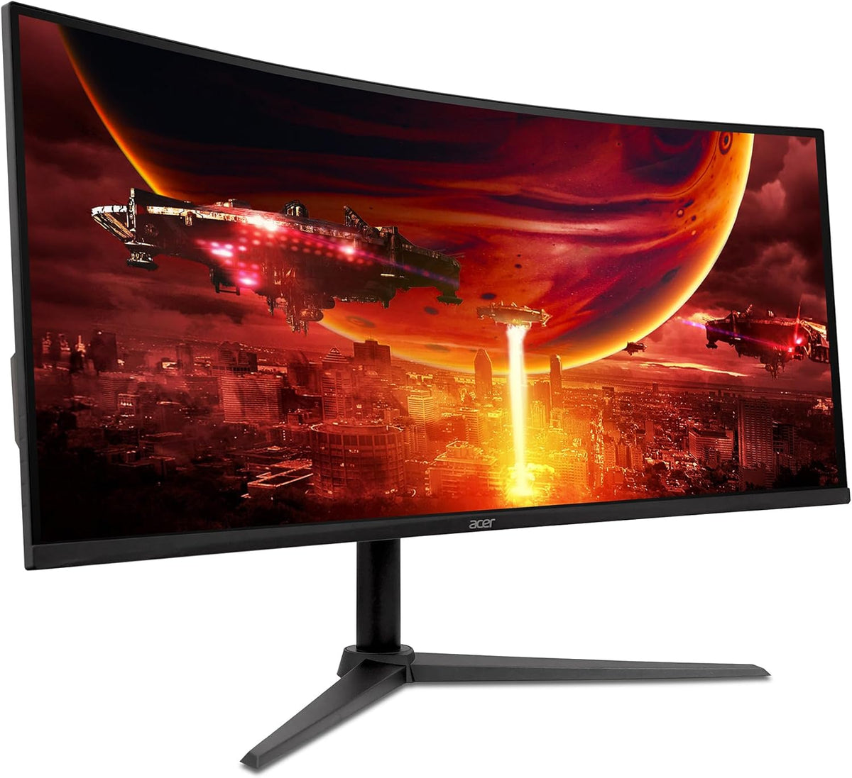 Acer Nitro XZ342CUV3, Monitor Gaming Curvo 34" UltraWide QHD, 180Hz (Curva 1500R, 3440x1440, 21:9, Freesync Premium, 1ms (VRB), 400Nits, 2xHDMI 2.0/1xDP 1.4) Monitor curvo para PC, Base Ajustable, Negro