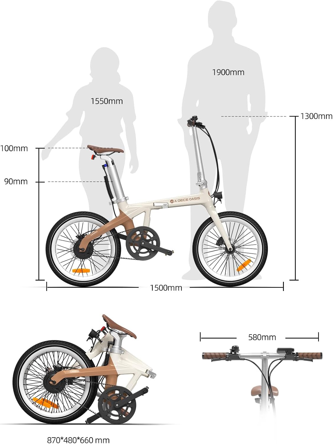 Bicicleta eléctrica ADO Air Carbon, bicicleta plegable, ebike para mujer/ebike para hombre, bicicleta, bicicleta plegable con transmisión por correa, 14,5 kg, pantalla LCD IPS, GPS, aplicación ADO, 250 W